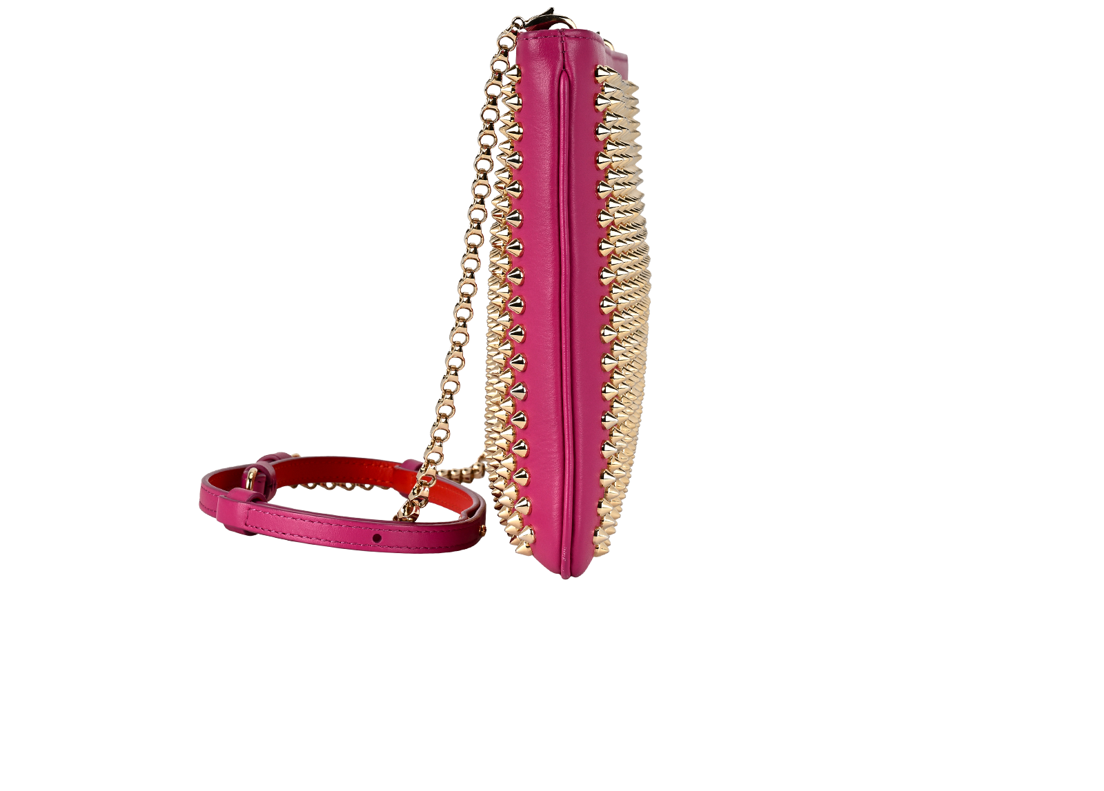 Loubiposh Clutch Bag, &pound;250, Handbags, Pink, Leather, Side view